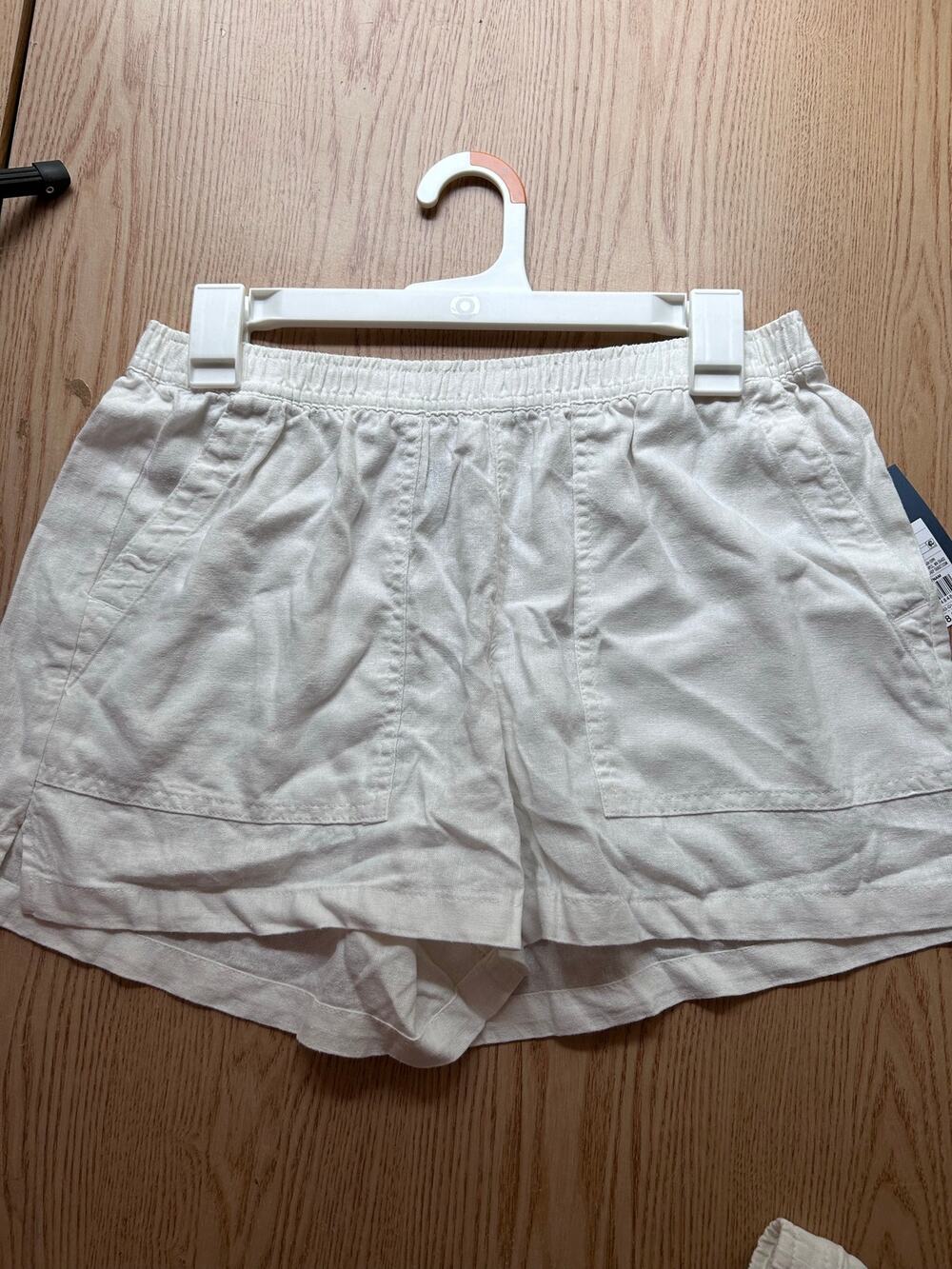 New Women’s Universal Thread Shorts Linen Rayon Elastic Waistband White Small
